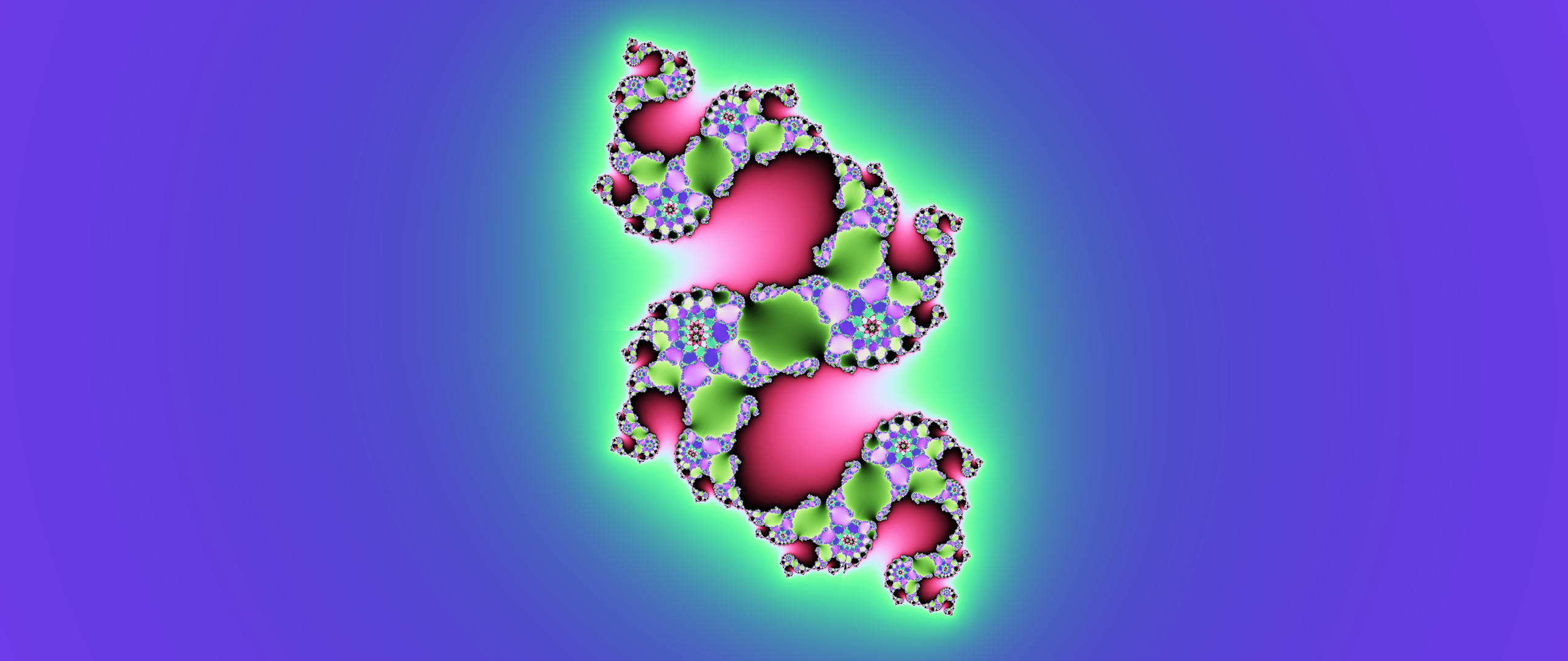 * `fraqtive`
* type *julia*
* parameters *x=0.3712 y=0.4832*
* variant *Conjugate*
* exponent *real=2.03*
* formula *Z(n+1)=_Z(n)^2+C*
* generation *2D*
* Resolution *Width 2560 Height 1080*
* Anti Aliasing *Medium*
* Multisampling *4x4* 